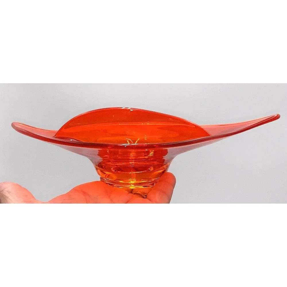 Viking Art Glass Persimmon Vtg Orange Divided‎ Candy Relish Amorphic Dish 60s